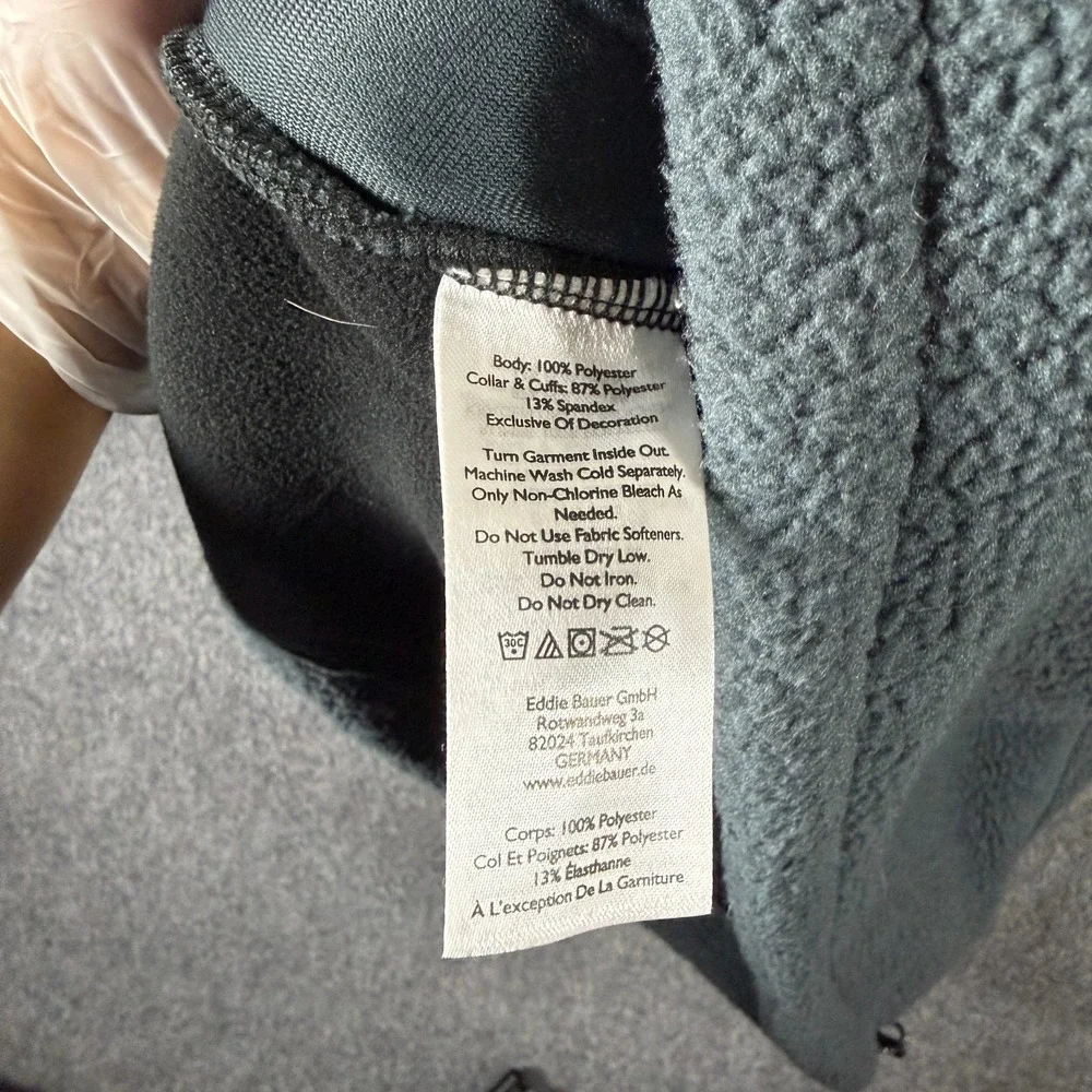 Eddie Bauer EBTEK High Pile Sherpa Fleece Crewneck Sweater Dark Gray Mens Large